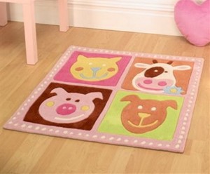 Pink Animals Childrens Rug