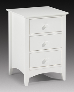 Cameo White Shaker Style 3 Drawer Bedside Chest By Julian Bowen