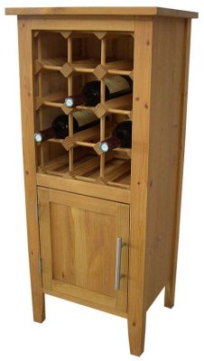 12 Bottle Pine Wine Rack With Cupboard