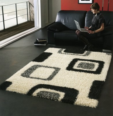 Alpine Black Cream Squares Rug 6580 466