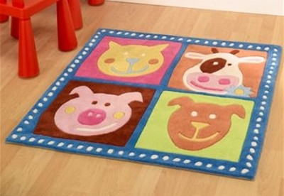 Blue Animals Childrens Rug