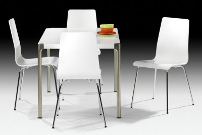 Ascot Table with White amp Chrome Mandy Chairs by Julian Bowen