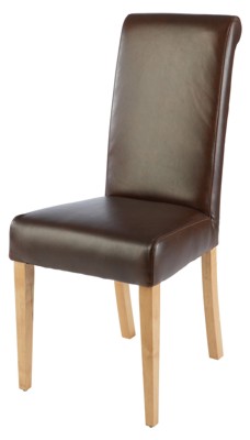 Boston Leather amp Oak Scroll Top Chair by CPW