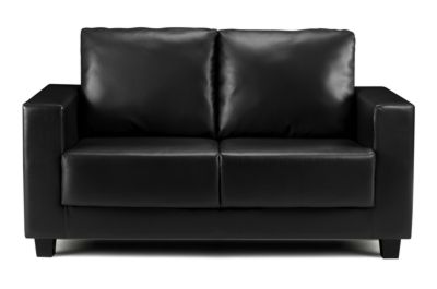 Black Faux Leather Boxa Sofa