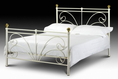 Cadiz Ivory &amp; Gold Metal Bed