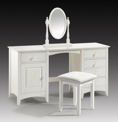 Cameo White Shaker Style Dressing Table, Stool & Mirror by Julian Bowen