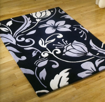 Damask Black Rug
