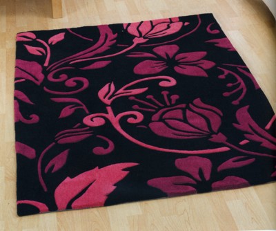 Damask Black & Pink Rug