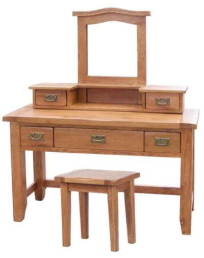 Florence OAK Dressing Table Mirror Stool By Wiseaction