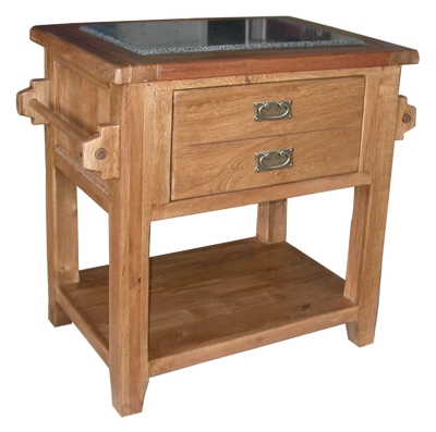 Florence Rustic Oak Small Granite Top Table