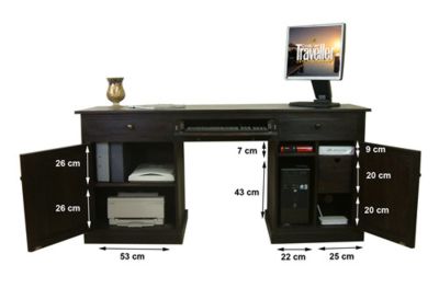 Java Dark Ash Twin Pedestal Hidden Home Office