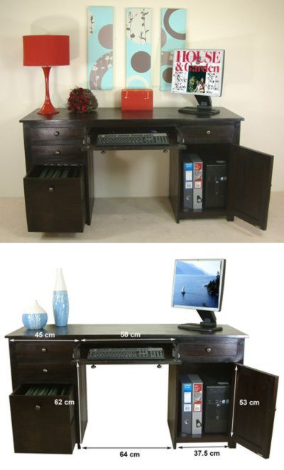 Java Dark Ash Twin Pedestal Computer Desk