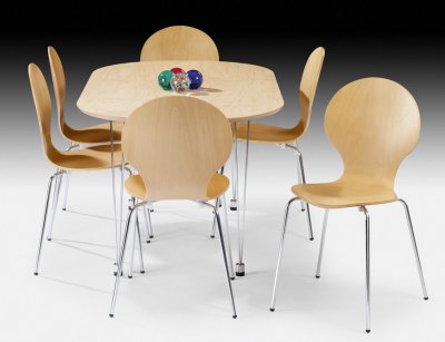 Keeler Maple Veneer &amp; Chrome Table &amp; Chairs By Julian Bowen
