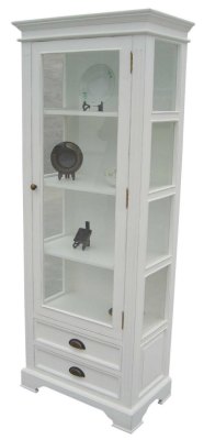 Kristina White Painted 1 Door & 2 Drawer Display Cabinet