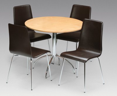 Mandy Faux Leather Maple Veneer and Chrome Dining Set by Julian Bowen