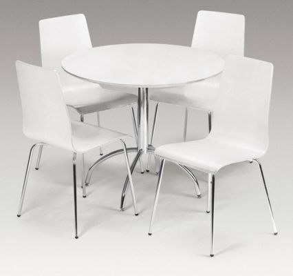 Mandy - White Lacqured & Chrome Dining Set By Julian Bowen