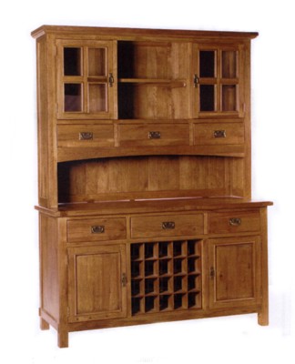 Riviera OAK Wine Buffet Glazed Hutch By Wiseaction