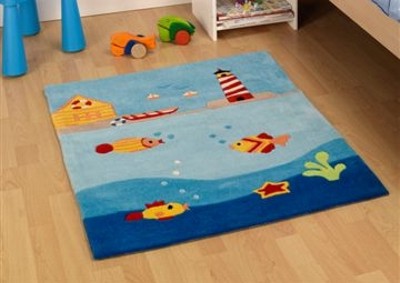 Blue Seaside Childrens Rug