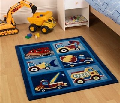 Blue Trucks Childrens Rug