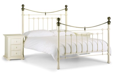 Victoria Stone White & Brass Bed