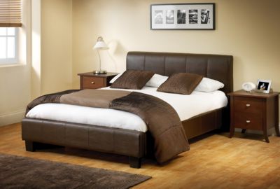 Vienna Brown Faux Leather Bed by Julian Bowen