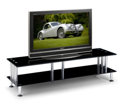Black Glass Widescreen TV Table