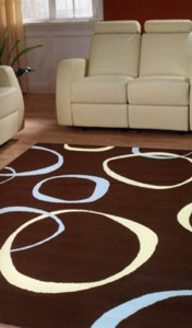Flash Brown, Cream & Blue Circles Rug 1660 88