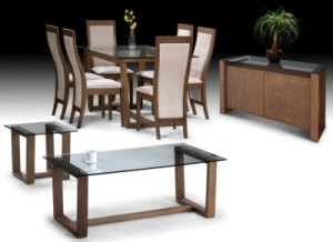 Henley Walnut & Glass Dining Set By Julian Bowen