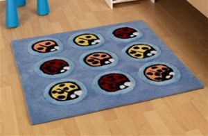 Blue Ladybird Childrens Rug