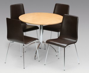 Mandy - Faux Leather, Maple Veneer & Chrome Dining Set by Julian Bowen