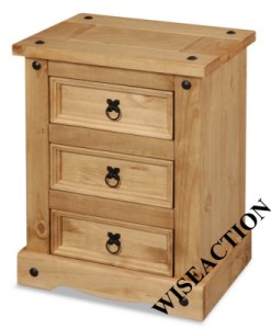 Porto 3 Drawer Bedside Chest