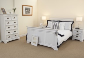 Kristina White Painted Distressed Bedroom Furniture Room Shot
