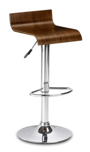 Stratos Walnut Veneer & Chrome Adjustable Bar Stool By Julian Bowen