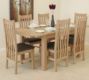 Avon OAK Extending Table & Lumber Support REAL Leather Chairs By Wiseaction