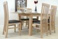 Avon OAK Extending Table & Straight Back REAL Leather Chairs By Wiseaction
