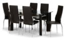 Boston Dark Brown Faux Leather, Chrome & Glass Dining Set by Julian Bowen