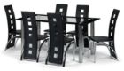 Brescia Black Faux Leather, Chrome & Glass Dining Set by Julian Bowen