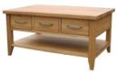 Wealden Oak Coffee Table with 3 Drawers & Shelf