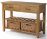 Wealden Oak Console Table with Double Baskets & Wine Rack