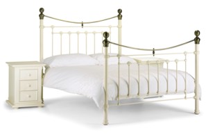 Victoria Stone White & Brass Bed
