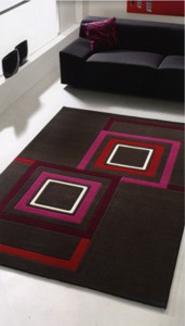 Vitra Charcoal & Pink Squares Rug 0382 350