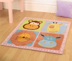 Pink Zoo Childrens Rug