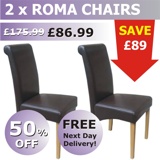 2 Roma Chairs - BROWN
