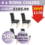 4 Roma Chairs - BROWN